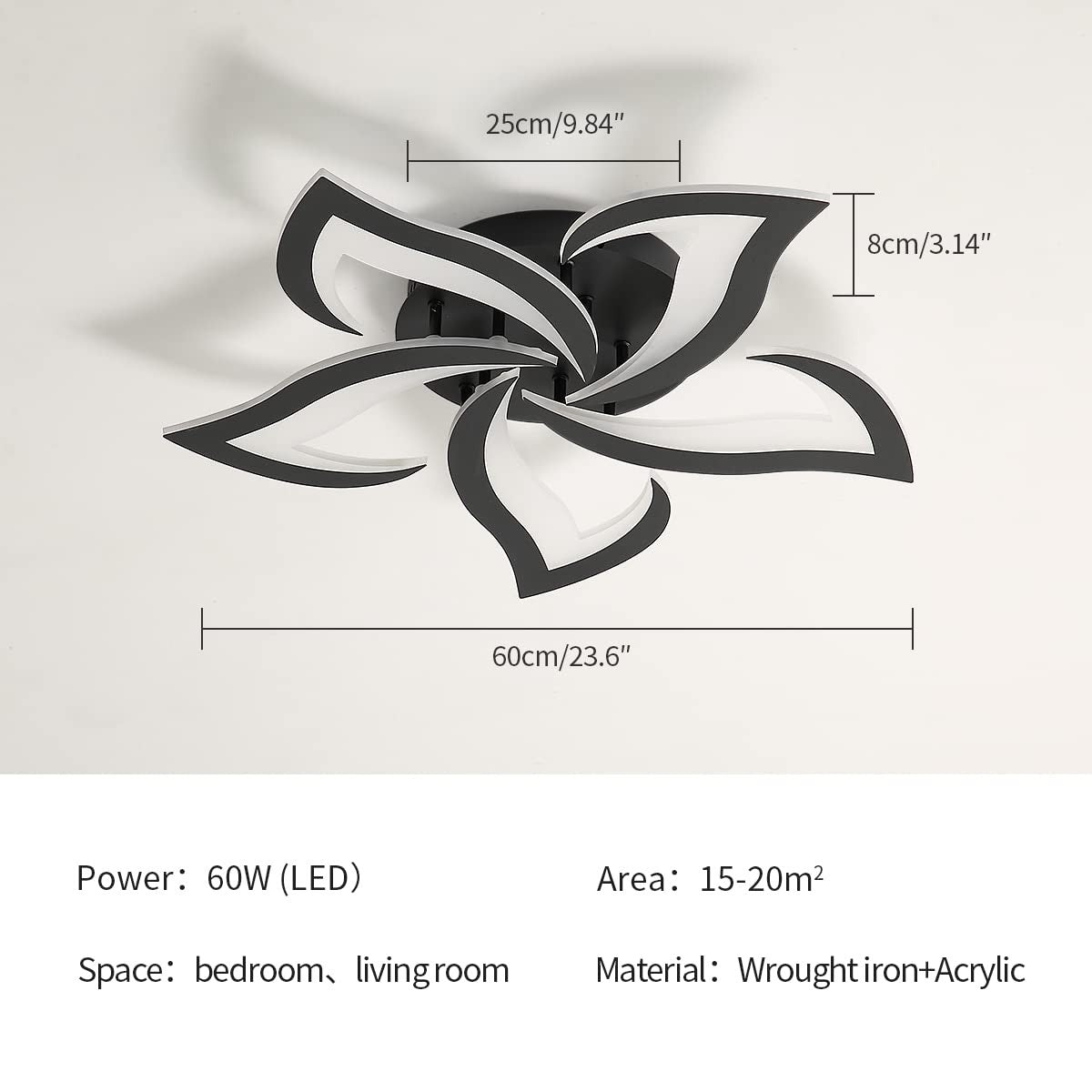 Flower Shape LED Ceiling Light, Dimmable 3000K-6500K APP for Living Room Bedroom Kitchen Modern Acrylic Chandelier Energy Saving