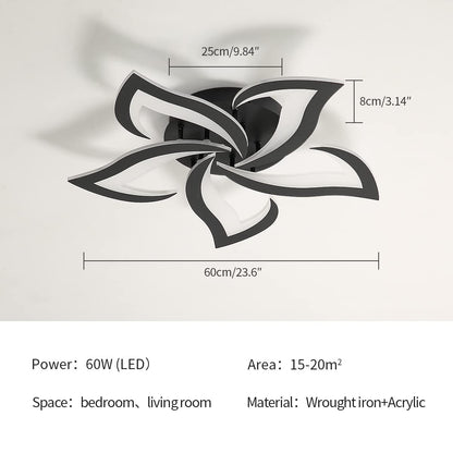Flower Shape LED Ceiling Light, Dimmable 3000K-6500K APP for Living Room Bedroom Kitchen Modern Acrylic Chandelier Energy Saving