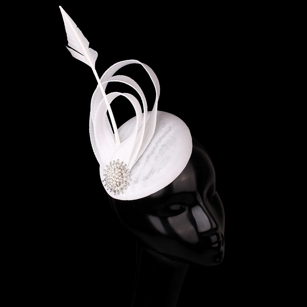 Champagne Imitação Sinamay Fascinator Chapéu Elegante Acessório de Cabelo de Casamento para Mulheres com Grampo de Cabelo para Coquetel Dia de Corrida