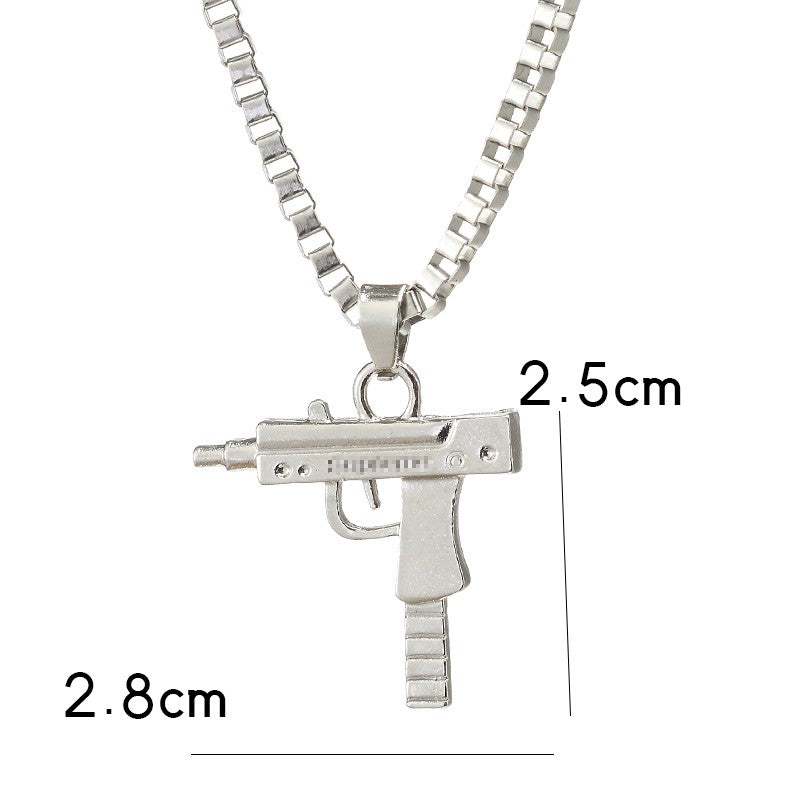 New models Hip Hop UZI Kolye GUN Shape Pendant Necklace Gold/Silver Color Army Style Male Chain Men Necklaces Jewelry