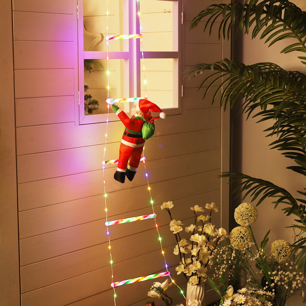 Santa Claus Ladder Light String, Suitable for Christmas Party Decoration, Christmas Lighting Decoration, Garden Decoration