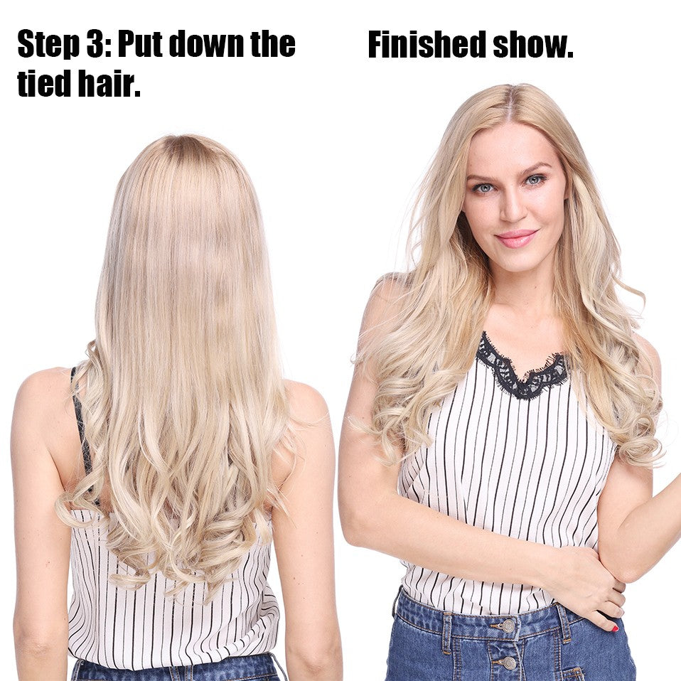 BENEHAIR Cabelo Sintético com Fio Invisível Sem Clipes Extensões de Cabelo Linha Secreta de Pesca Apliques de Cabelo Falso Para Mulheres