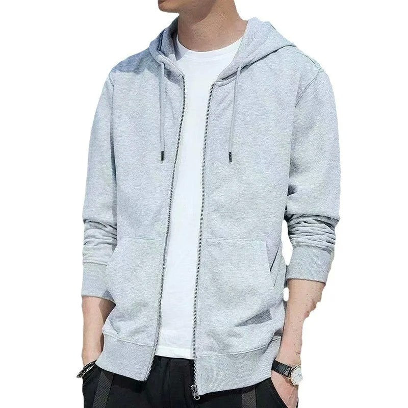 Men's Fleece-Lined Warm Jacket 2024 Autumn Winter New Cardigan Sports Top Casual Hooded Sweatshirt Regular Length China Origin