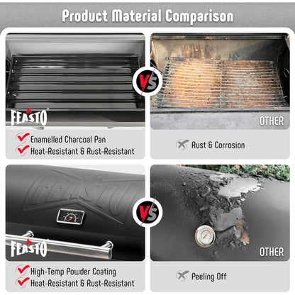 Outdoor Charcoal Grill with Cover and Offset Smoker, 832 Sq. In. Heavy-Duty BBQ Grill with Side Table for Backyard Cooking