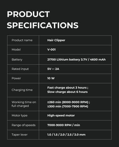 VGR Hair Trimmer Professional Hair Cutting Machine Electric Barber Clippers Adjustable 9000RPM Metal Trimmer for Men V-001 V-977