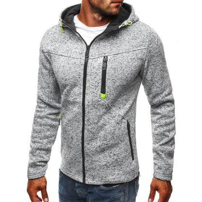 Men's Hoodie with Side Zipper Pockets Thin Wool Solid Color Casual Outdoor Hooded Tracksuit Long Sleeves Slim Hooded Jacket