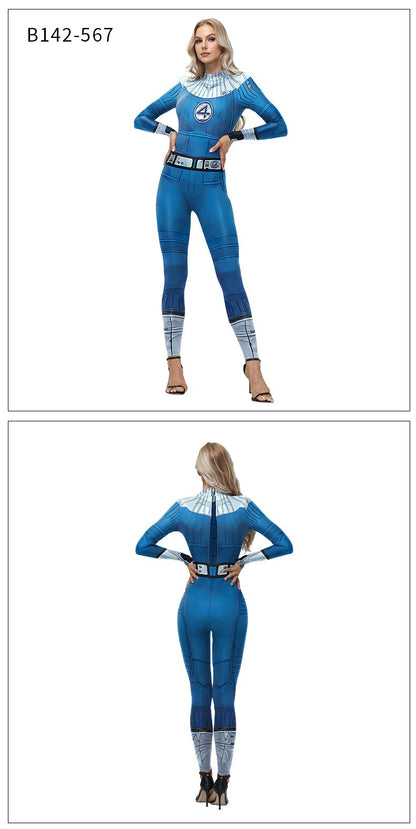 Adult Cosplay Fantastic Four Costume Halloween Party Jumpsuit for Men Women Superhero Zentai Bodysuit Rave Festival Catsuit