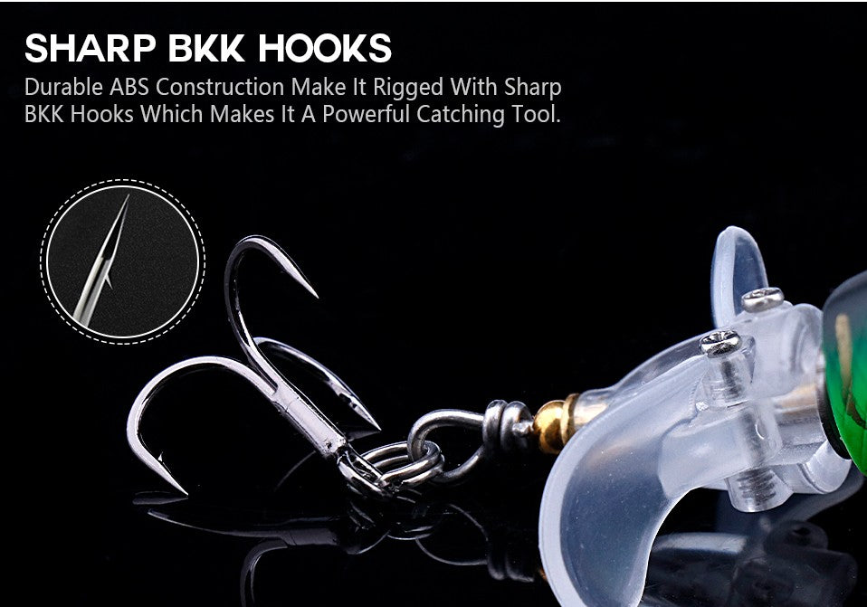 Iscas de Pesca TREHOOK 9g/16g de Superfície Whopper Popper Cauda de Hélice Dupla Giratória Isca Artificial Flutuante
