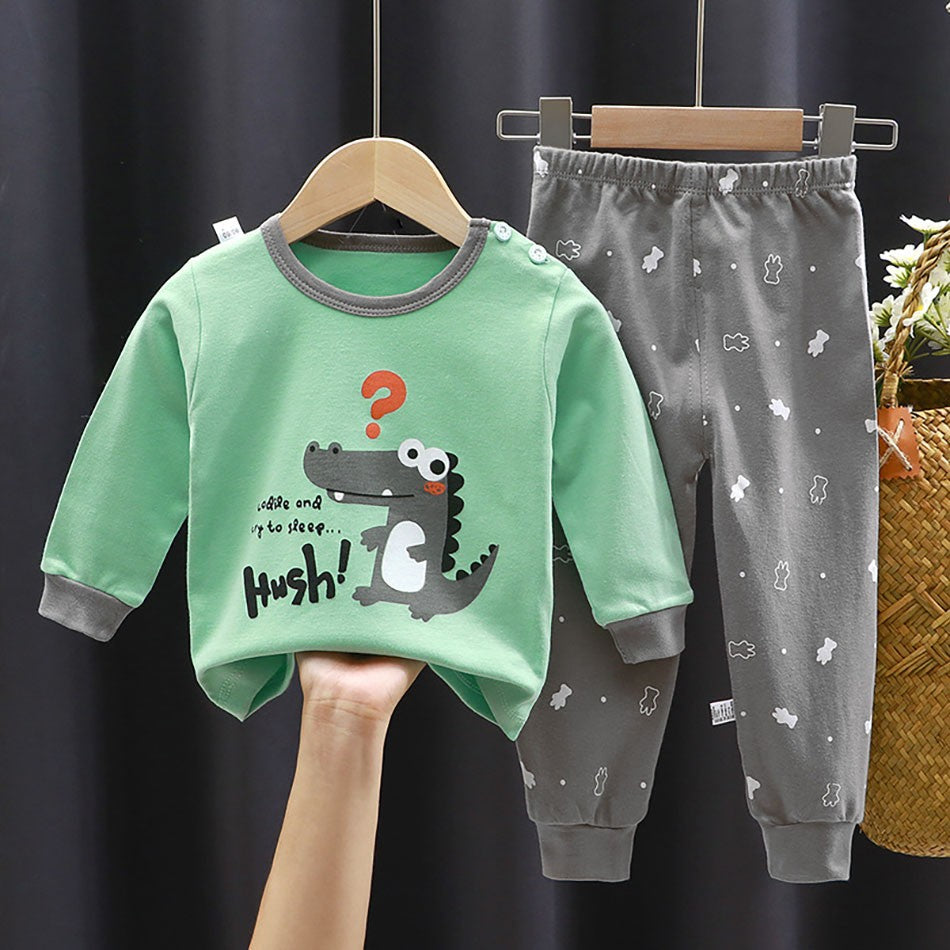 Cotton Children Pajamas Sets Unisex Soft Comfort Warm Cute Cartoon Printed Suitable Boys Girls Perfect for Autumn Winter Warmth