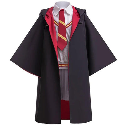 Halloween Movie Cosplay Costume Girls Striped Top + Cape Casual Suit Carnival Halloween Birthday Magic School Dress