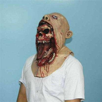 Spooky Halloween Zombie Mask - Latex Bloody Skull With Melted Face For Cosplay & Party Decorations Halloween Decorations