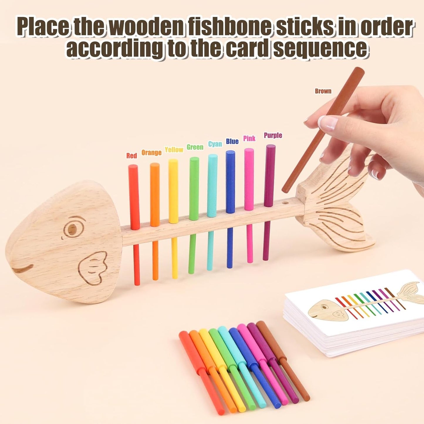 Montessori Fish Bone Matching Puzzle Toy Color Classification and Sensory Matching Game Children's Growth Gift Toy