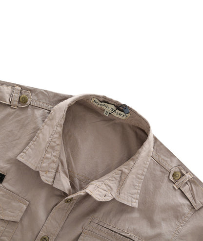 2022 New Arrive Mens Cargo Shirt Men Casual Shirt Solid Short Sleeve Shirts Multi Pocket Work Shirt Plus Size 100% Cotton