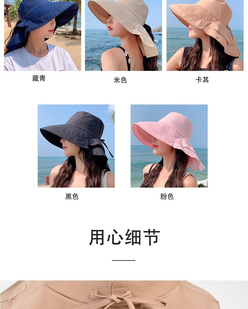 New Women's Summer Sun Hat With Neck Protector And Sunshade For Outdoor Cycling Trip Big-Brimmed Fisherman's Hat Hiking cap