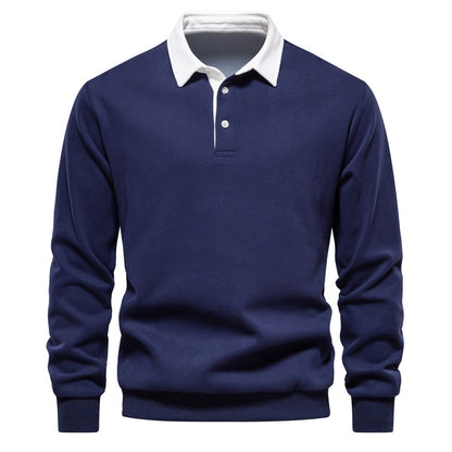 Men's Autumn Long-Sleeved POLO Collar European Size Sweater - Trendy, High-Quality, Casual, Versatile and Loose-Fit Top