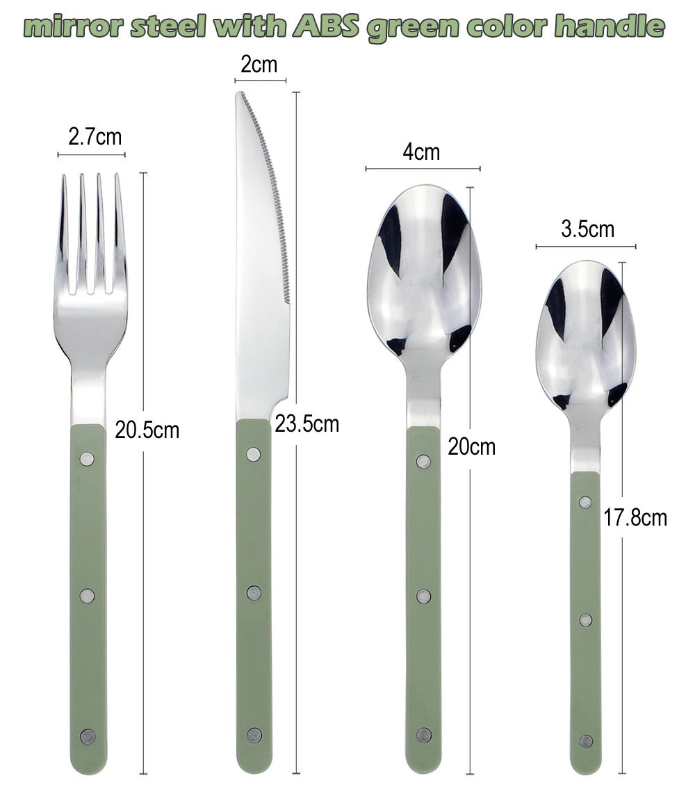 Conjuntos de Talheres de Design Moderno Espelhamento Superior Aço Inoxidável 18/8(304) Cabo ABS com Rebites Jogo de Talheres para Cozinha