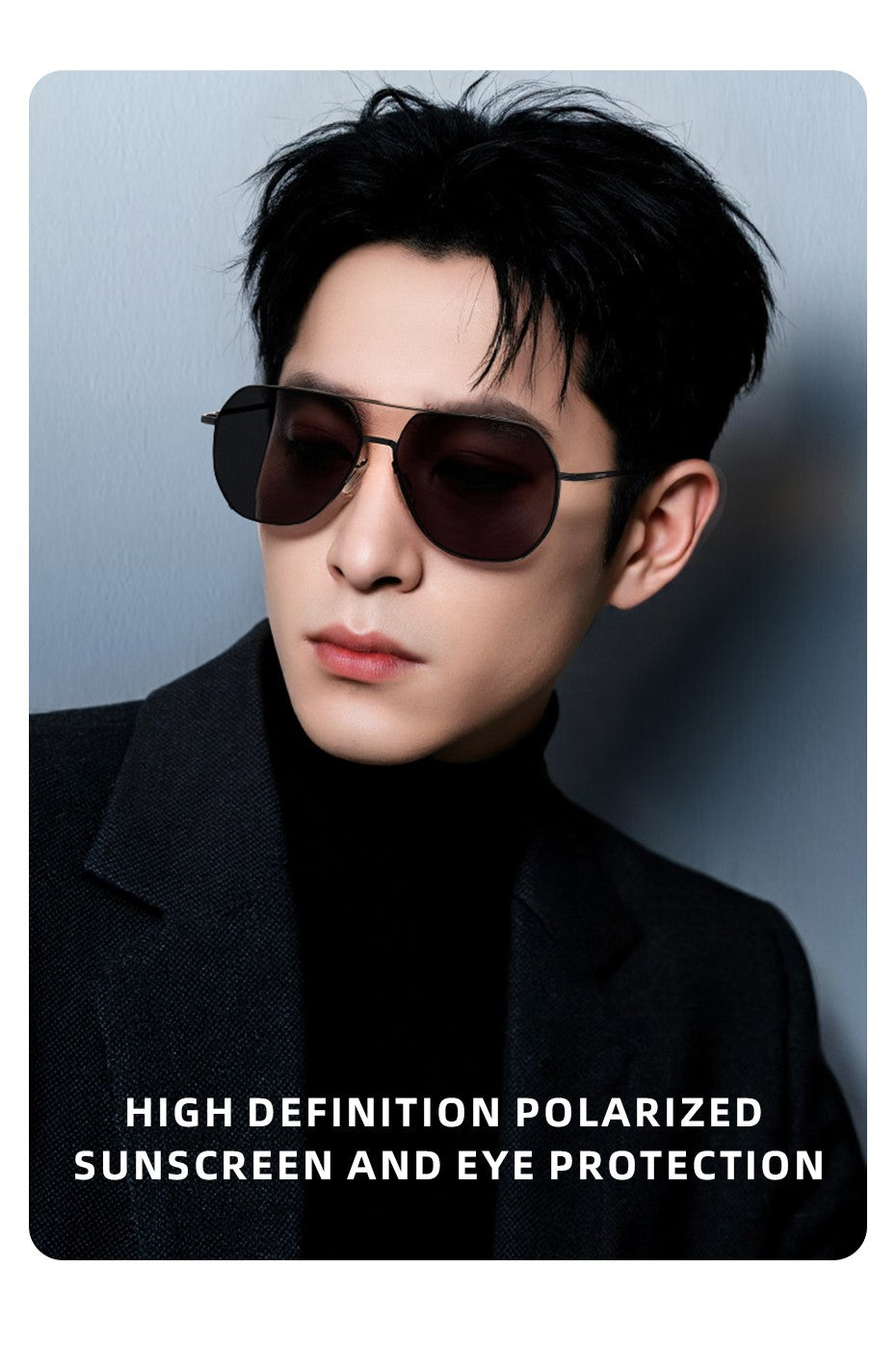 CAPONI Aviator Polarized Men Sunglasses Classic Double Bridge Designer Outdoor Sun Glasses Anti Glare UV400 Silver Shade CP35707