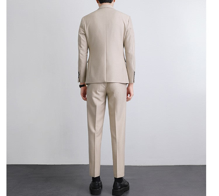 Autumn Men's Clothing Light Luxury Business Leisure Suit Jacket Set Streetwear Elegant Korean Popular Clothes Slim Pants Suit