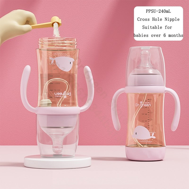 Dr.Green Wide Mouth Newborn baby bottles PPSU Washable Bottles Forward and reverse bi-directional scale inverted milk brewing