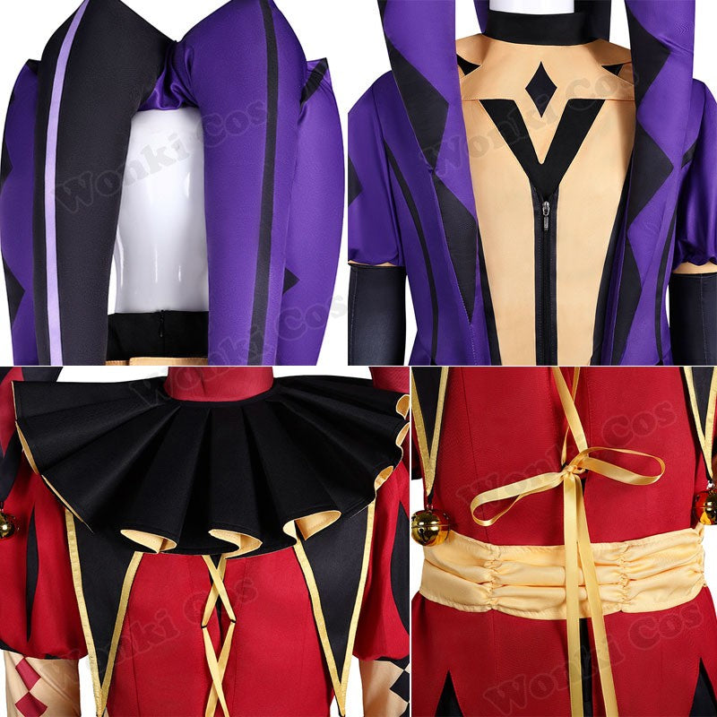 Game The Freak Circus Cosplay Costume Pierrot Jester Harlequin Cosplay Adult Clown Joker Mask Uniform Halloween Carnival Outfits