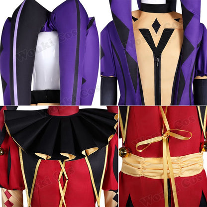 Game The Freak Circus Cosplay Costume Pierrot Jester Harlequin Cosplay Adult Clown Joker Mask Uniform Halloween Carnival Outfits