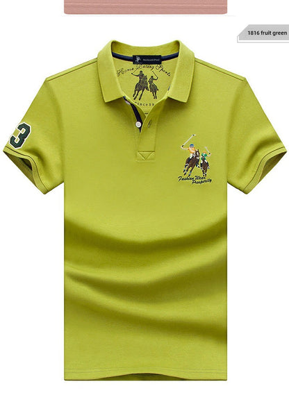 Summer Polo Shirt Men Cotton Casual Embroidery Polo T Shirt Solid Short Sleeve Lapel Button Shirt Business Fashion Designer Male