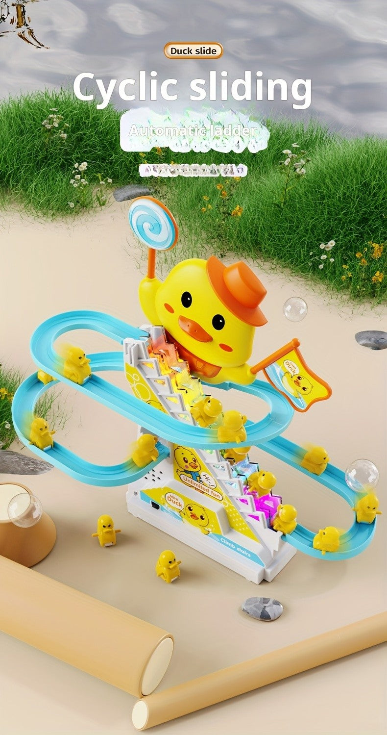 Brinquedos Musicais de Pato Subindo Escadas com Luzes e Música para Crianças Presentes de Aniversário Patinhos Brinquedos para Meninas