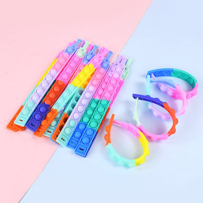 12Pcs Pop Bubble Bracelets Kids Fidget Sensory Toys Gift Children Birthday Party Favors Goodie Bag Pinata Filler Stress Relief