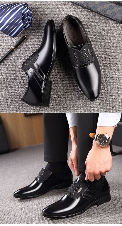 QFFAZ Big Size 38-47 Men Wedding Dress Shoes Black Brown Oxford Shoes Formal Office Business British Lace-up Men's Footwear