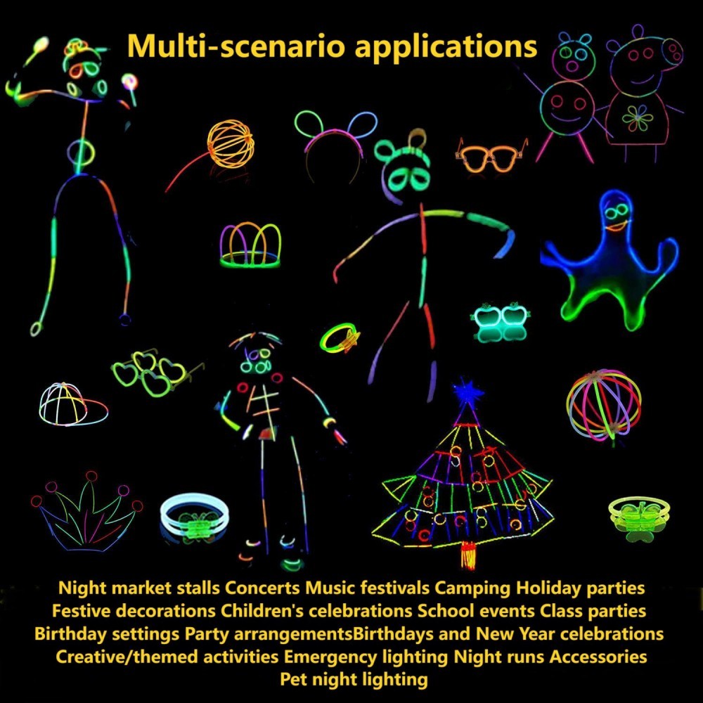 50/100PCS Glow Stick Set with 17 Accessories DIY Perfect for Vibrant Party Supplies for Concert Halloween Festivals Events? Part