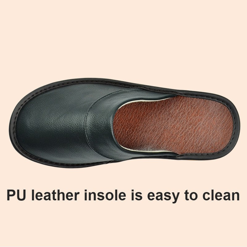 Big sizeGenuine Cow Leather Slippers Homes in indoor slipper Spring Autumn men women elderly non-slip casual single Slides shoes
