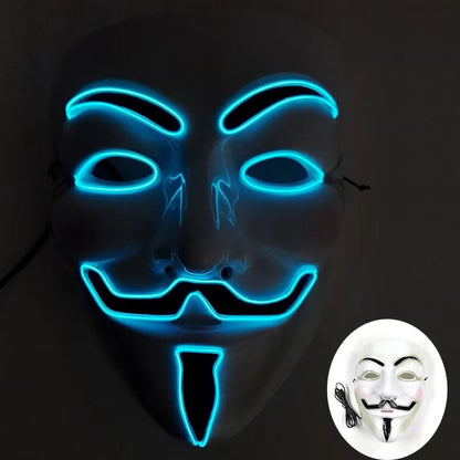 Halloween LED Vendetta Mask Night Club Carnival Party Festival Decoration Cosplay Vendetta Guy Fawkes Mascara Glowing V Mask