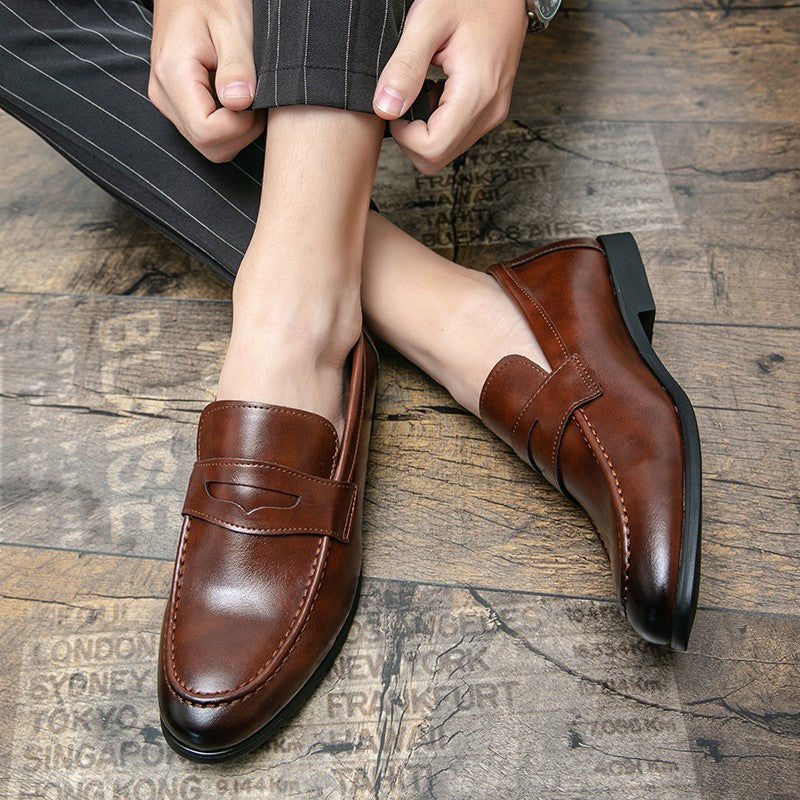 Spring Autumn Prom Evening Long Men's Casual Leather Loafers Male Slip on Flats Shoes Male Brogue Retro Upscale Comfy Shoes