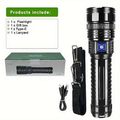 1000000LM Most Powerful LED Flashlight Rechargeable Type-c Flashlight Long Range 6000M Tactical Torch Light For Fishing Hunting
