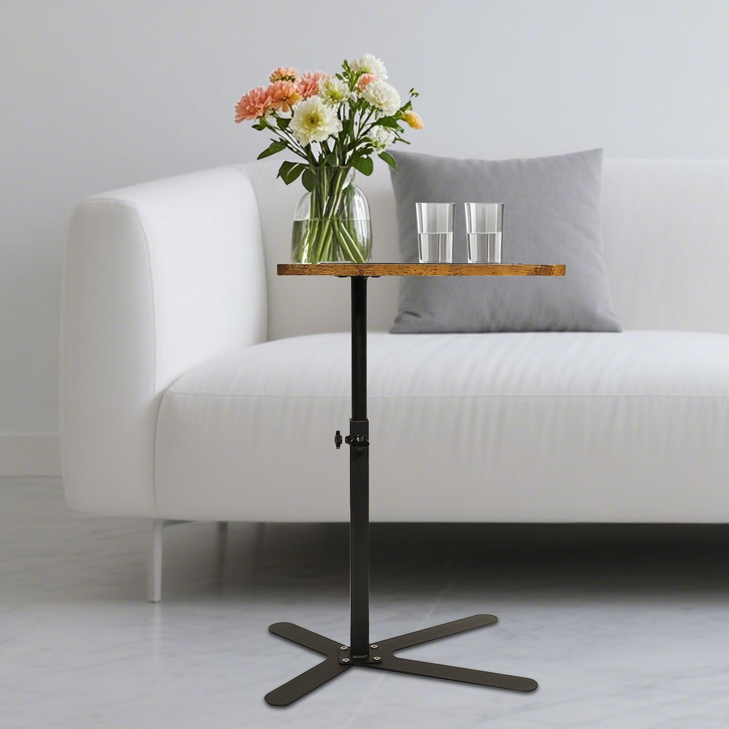 Adjustable Height Laptop Desk Rotating Tabletop Mobile Stand Home Mesa Bedside Table Office Tray Standing Computer Workstat