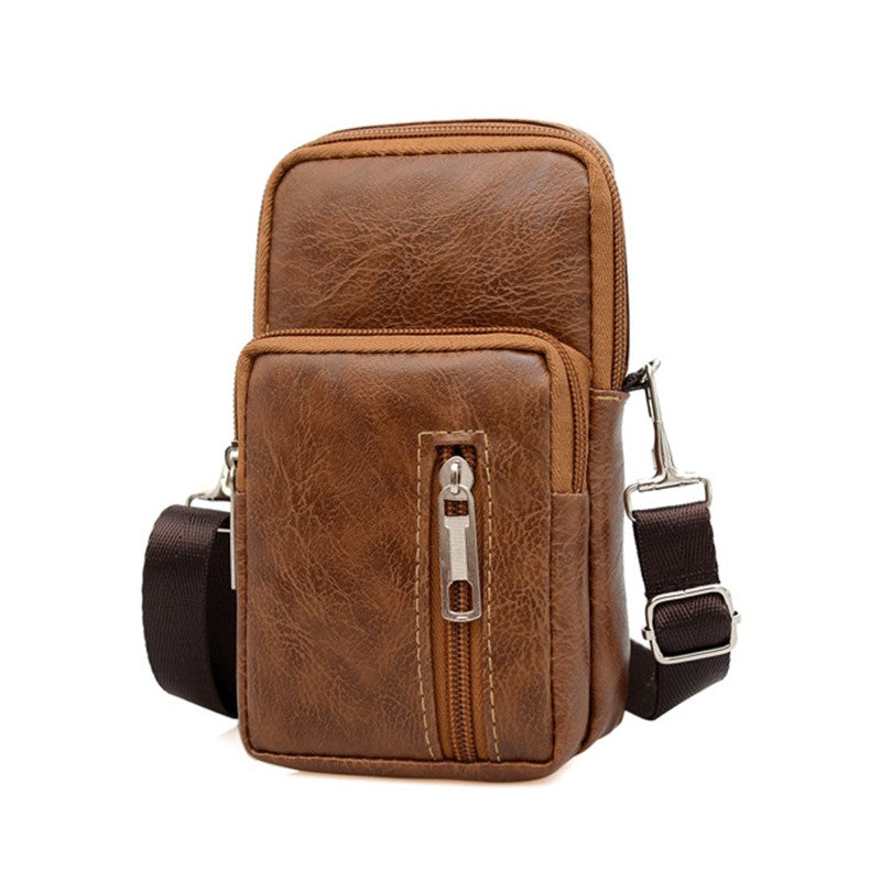 Men'S Shoulder Bag Multi-Function Leather Messenger Casual Crossbody Bags High Quality Male Purse Phone Chest Pack