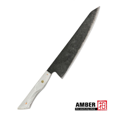 Conjunto de 3 facas de cozinha japonesas afiadas Damascus para Chef e Nakiri, lâmina de aço revestida de 3 camadas com cabo de resina e espaçador G10
