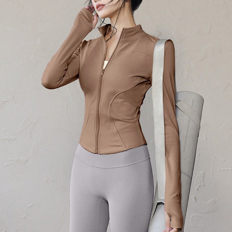 Women Zip Fitness Yoga Shirt Long Sleeve Sports Jacket Gym Pilates Slim Fit Top Cycling Running Coat Workout Clothes Activewear