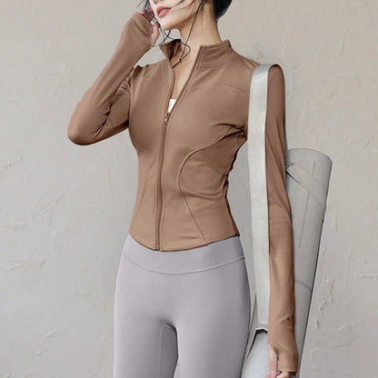 Women Zip Fitness Yoga Shirt Long Sleeve Sports Jacket Gym Pilates Slim Fit Top Cycling Running Coat Workout Clothes Activewear