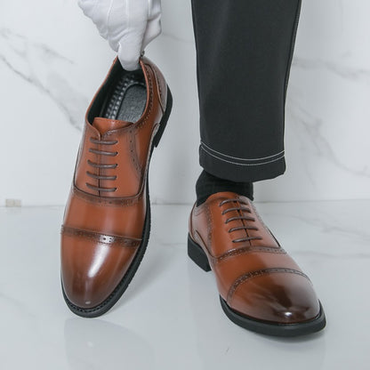 Men Oxford Shoes PU Solid Color Low Heel Classic Blok Carving Men Shoes Size 38-46