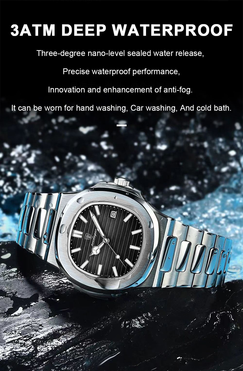 POEDAGAR Top Luxury Brand Man Watch Sports Waterproof Luminous Date Men Wristwatch Square Dial Quartz Men's Watches High Quality