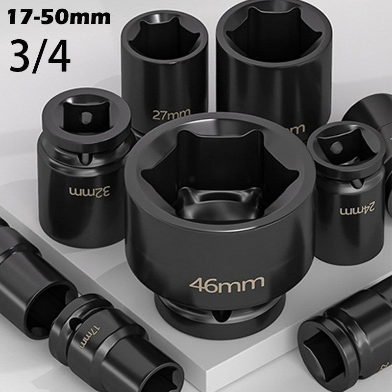 Conjunto de Soquetes Sextavados Reforçados de 3/4 de Polegada 17-50mm, Chave Pneumática, Conjunto de Bicos, Ferramentas de Mecânico, Ferramenta Manual