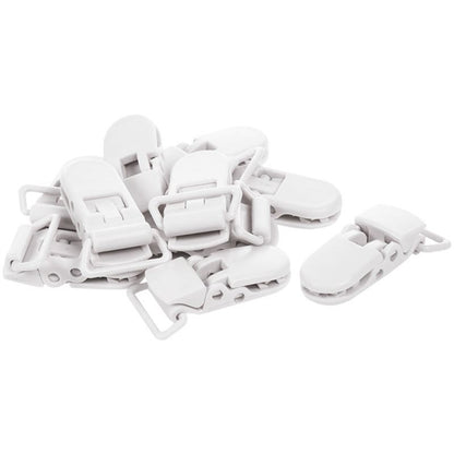 40Pcs Baby Kids T-Shape Plastic Pacifier Clips Soother Dummy Style Badge Holder White