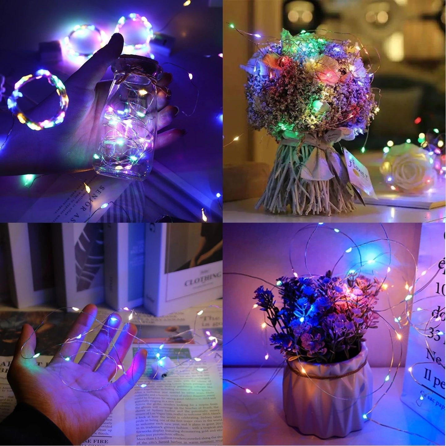 20Packs 2m LED String Lights Warm/Multicolor/Red/Green/Blue/Pink/Purple/White Christmas Atmosphere Firefly Lamp Starry Sky Light