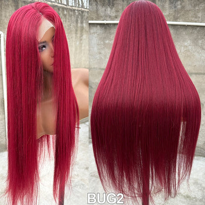 Magicae 330Grams 36Inch 4x4 Lace Front Wigs Chestnut Brown Wigs Ombre Highlight Straight Blond P27/613# High Temperature Cosplay