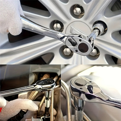 Jogo de Soquetes 72 Peças 1/4"-3/8"-1/2", Chave Catraca Compacta para Reparo Automotivo e Mecânico