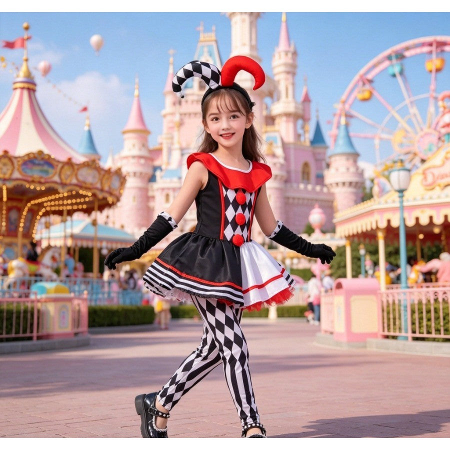 2026 New Sydanne New Variety Clown Skirt Dress Set Cosplay Costume  Cute Clown Clothes Masquerade Halloween Costume