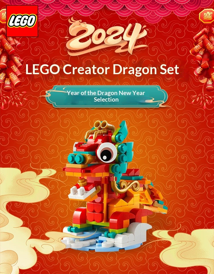 Lego 40573 Árvore de Natal 40611 O Ano do Dragão Brinquedos de montar quebra-cabeça infantil Presente de Natal