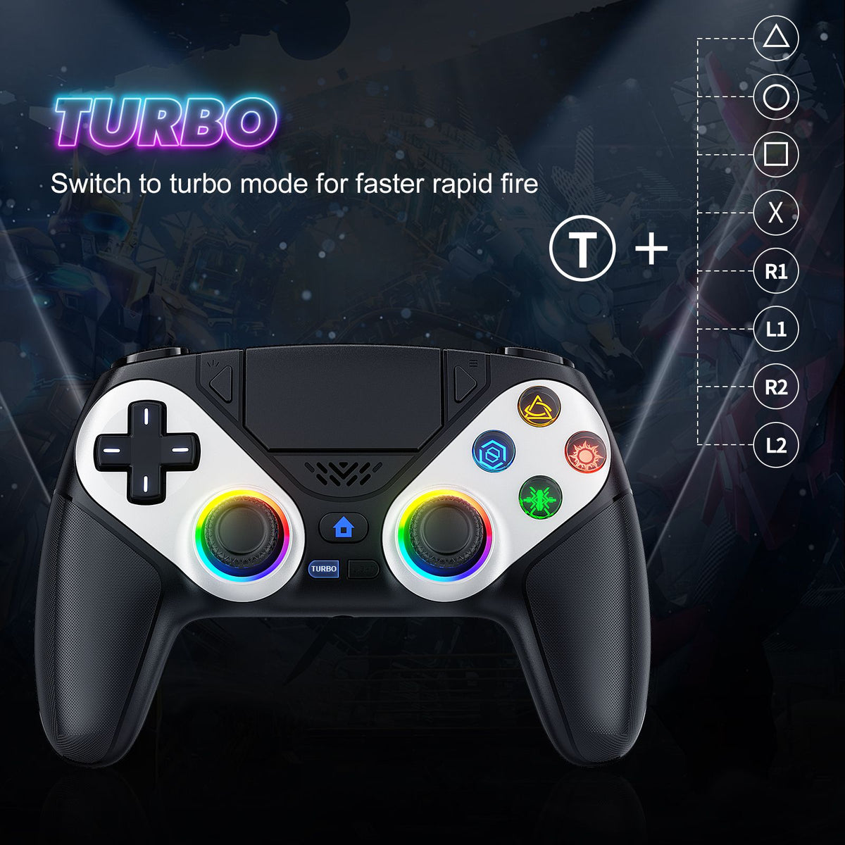Controller For Playstation5 PS5/PS5 Pro/Slim/PC,RGB Wireless Gamepad Hall Effect Trigger Marco/Turbo Anti-Drift Game Joystick
