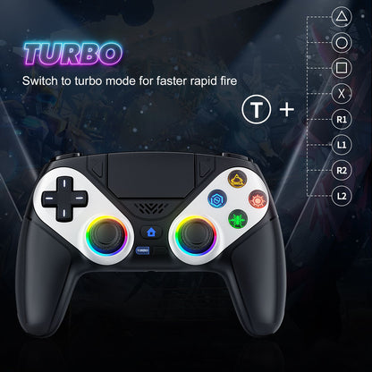 Controller For Playstation5 PS5/PS5 Pro/Slim/PC,RGB Wireless Gamepad Hall Effect Trigger Marco/Turbo Anti-Drift Game Joystick